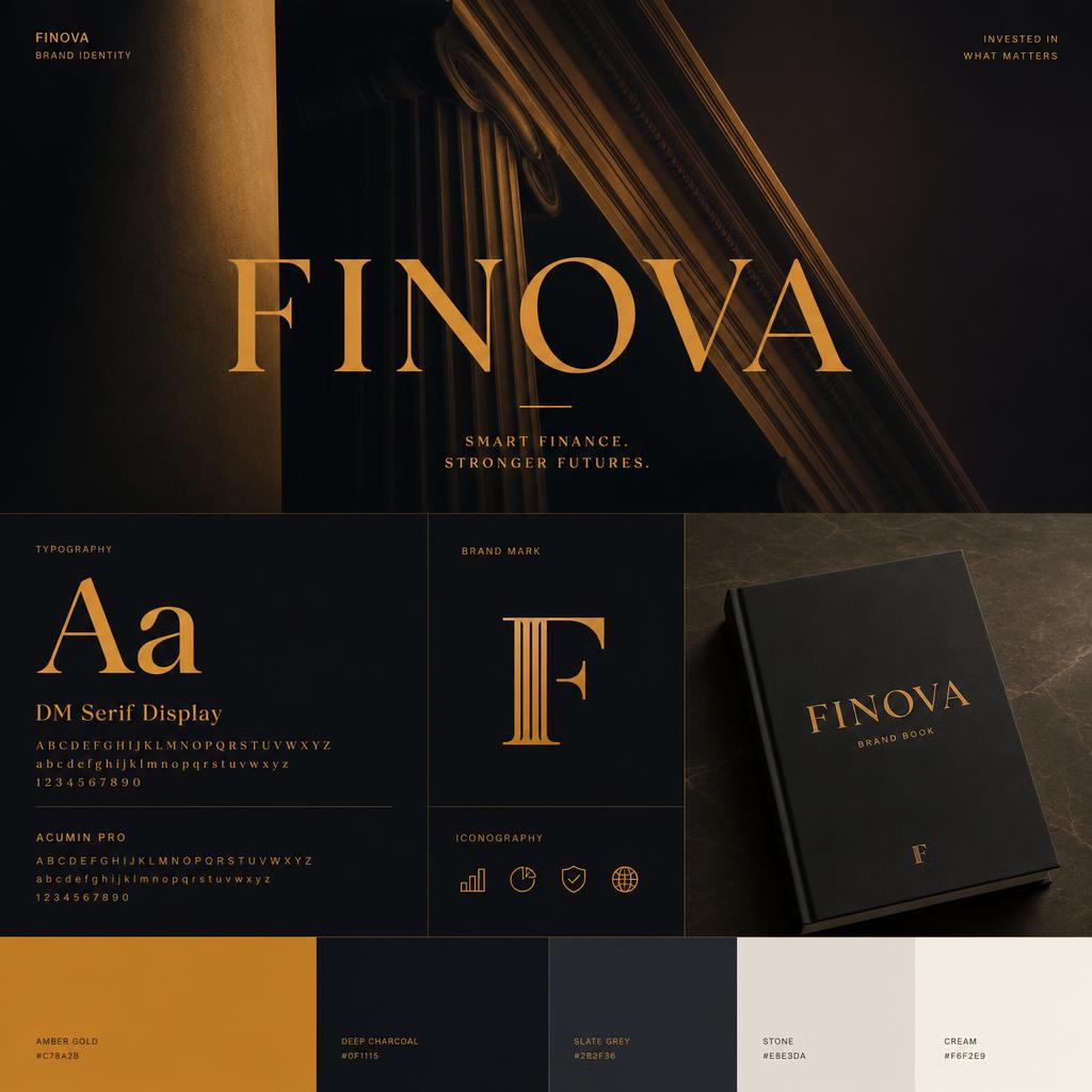 Fintech rebrand — logo, palette & voice